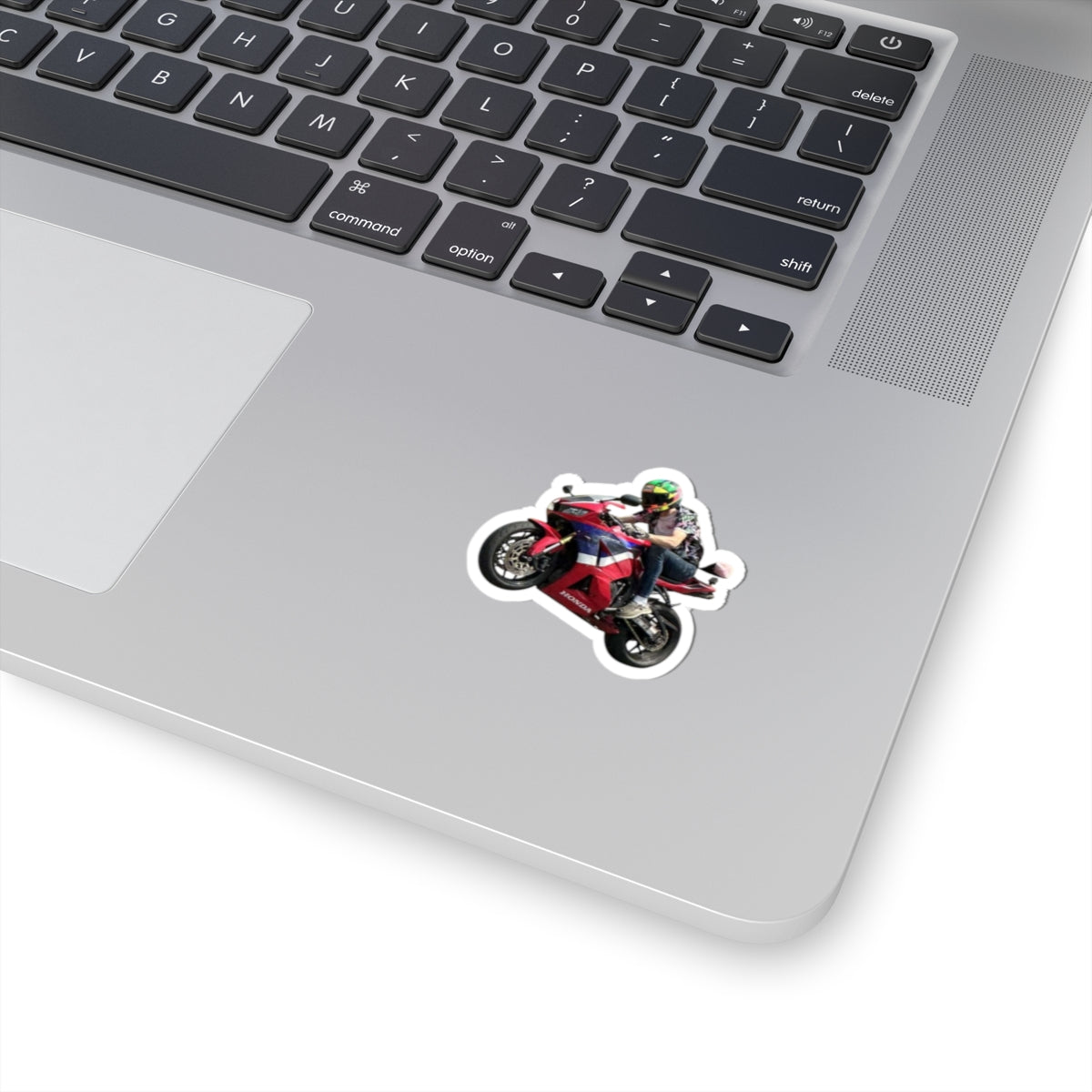 Sportbike Motorcycle Kiss-Cut Sticker — Red Rider Laptop/Helmet Decal