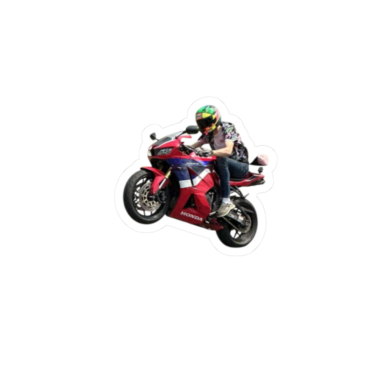 Sportbike Motorcycle Kiss-Cut Sticker — Red Rider Laptop/Helmet Decal