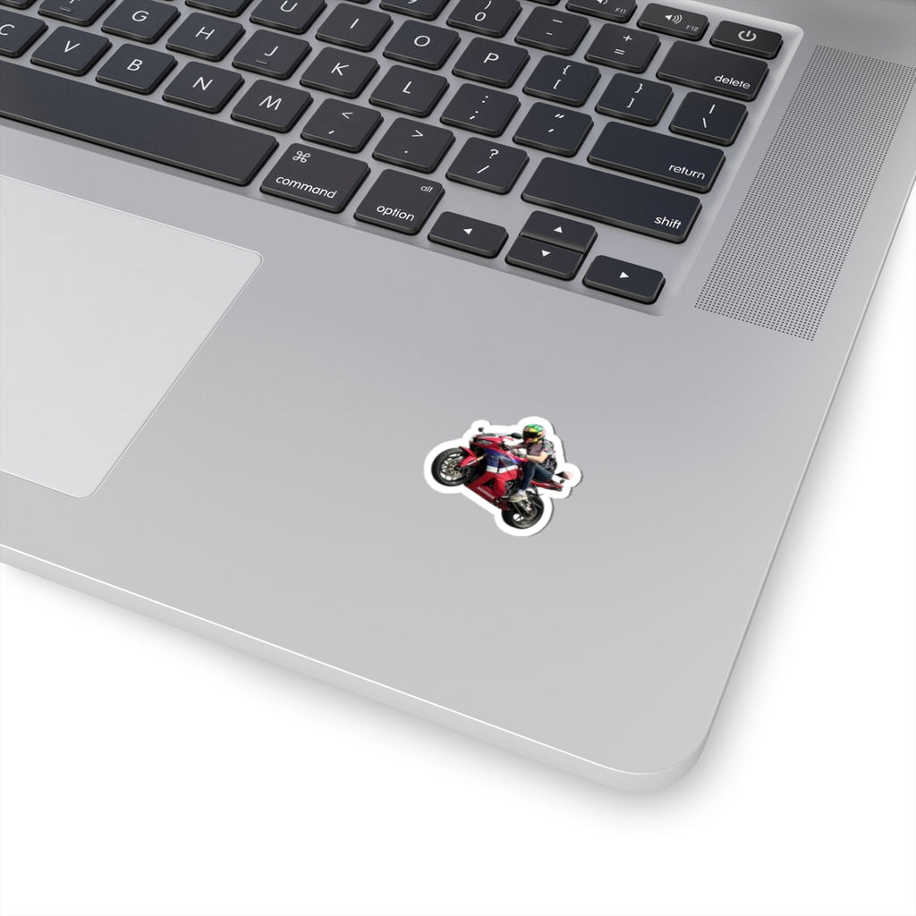 Sportbike Motorcycle Kiss-Cut Sticker — Red Rider Laptop/Helmet Decal