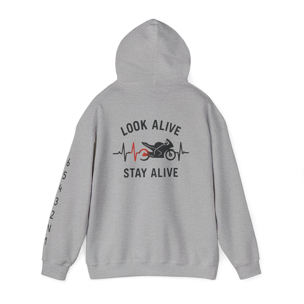 Look Alive Stay Alive Motorcycle Hoodie — Biker Safety Sweatshirt