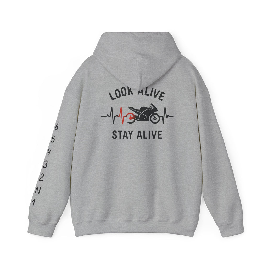 Look Alive Stay Alive Motorcycle Hoodie — Biker Safety Sweatshirt
