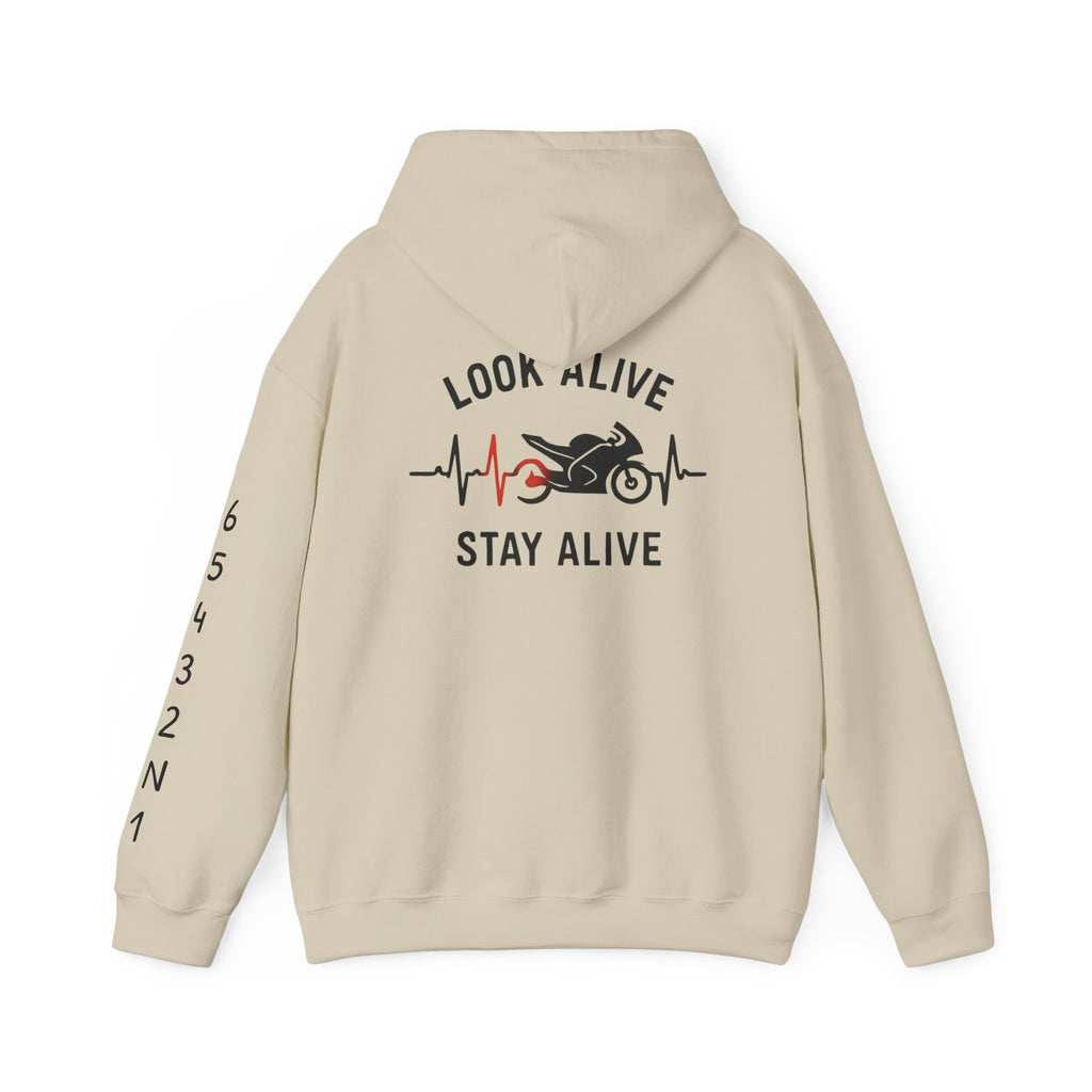 Look Alive Stay Alive Motorcycle Hoodie — Biker Safety Sweatshirt